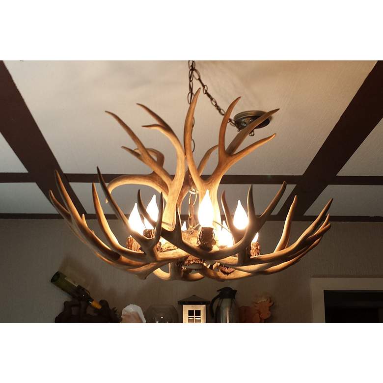 Image 3 Rustic Woods 29 inch Wide 6-Light Faux Antler Chandelier more views