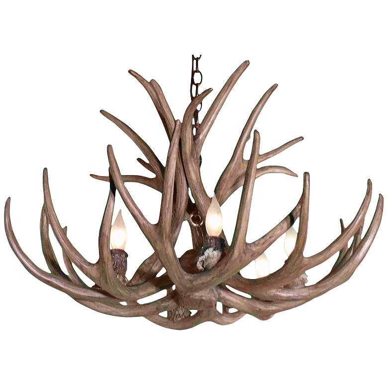 Image 1 Rustic Woods 29" Wide 6-Light Rustic Faux Antler Chandelier