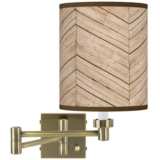 Rustic Woodwork Antique Brass Swing Arm Wall Lamp