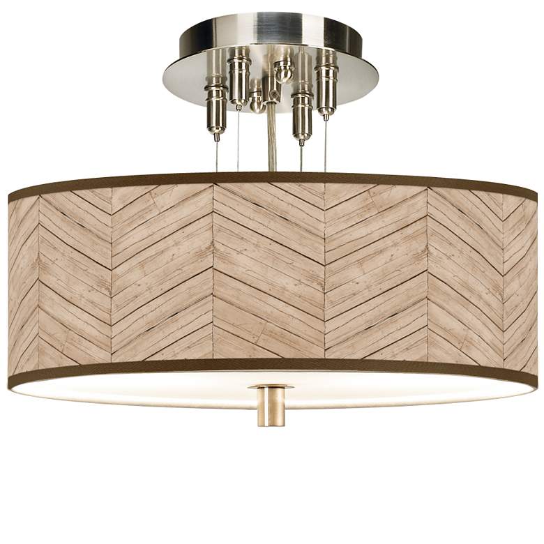 Image 1 Rustic Woodwork Giclee 14" Wide Ceiling Light