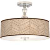 Rustic Woodwork Giclee 16&quot; Wide Semi-Flush Ceiling Light