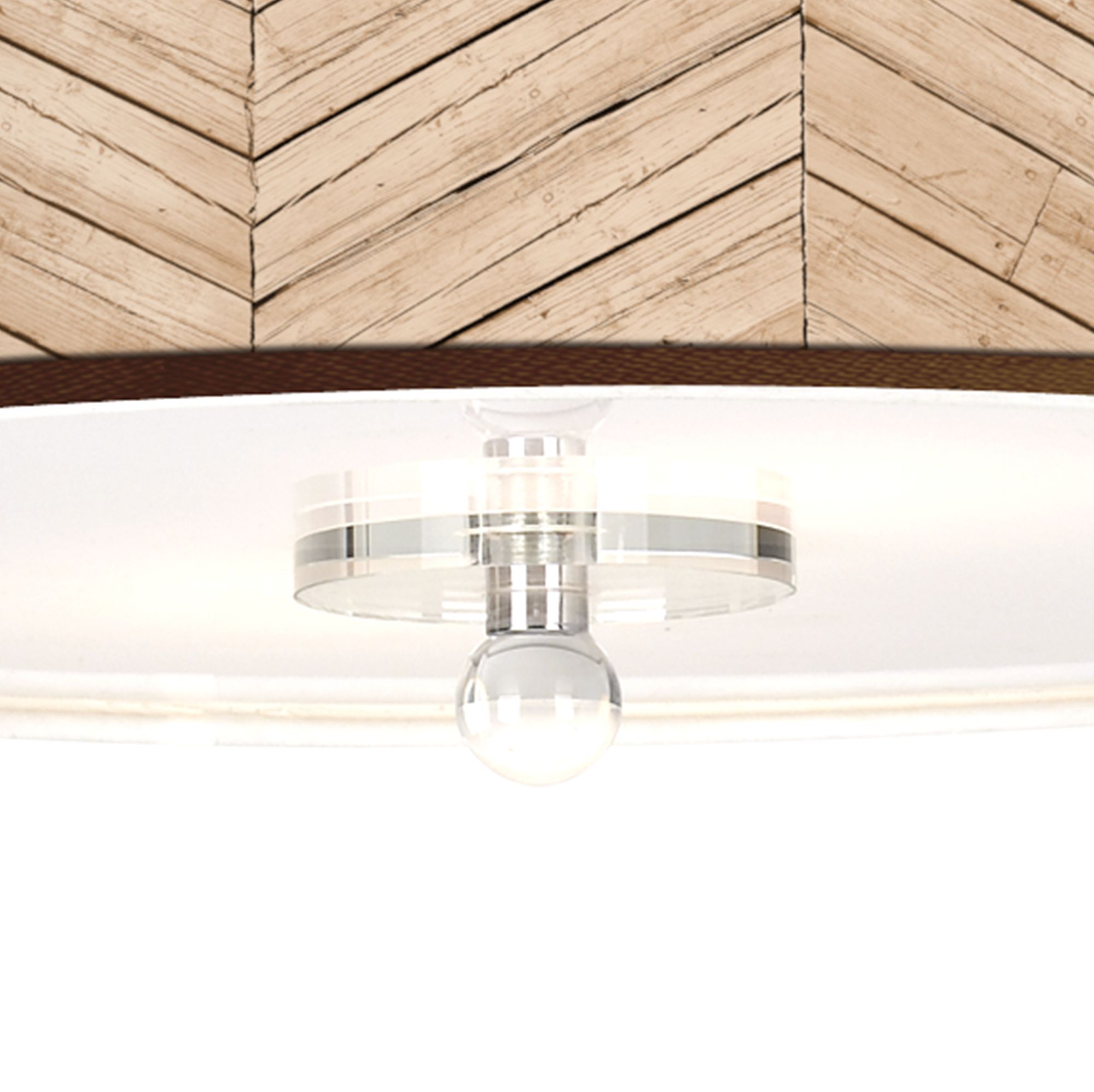 Image 3 Rustic Woodwork Giclee 16" Wide Semi-Flush Ceiling Light more views