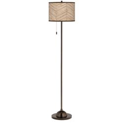 Rustic Woodwork Giclee Glow Bronze Club Floor Lamp