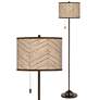 Rustic Woodwork Giclee Glow Bronze Club Floor Lamp