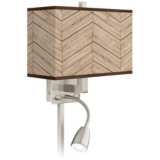 Rustic Woodwork Giclee Glow LED Reading Light Plug-In Sconce