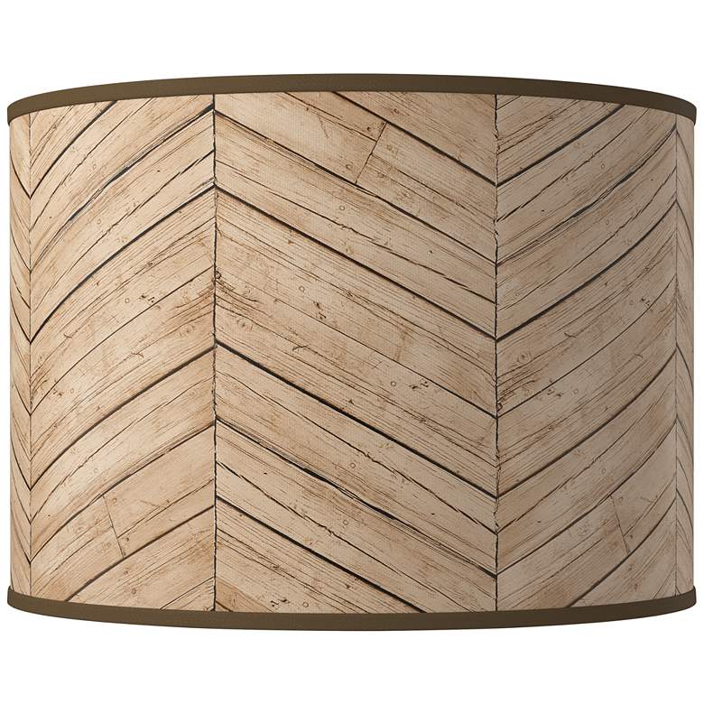 Image 1 Rustic Woodwork Giclee Round Drum Lamp Shade 15.5x15.5x11 (Spider)