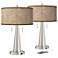 Rustic Woodwork Vicki Brushed Nickel USB Table Lamps Set of 2