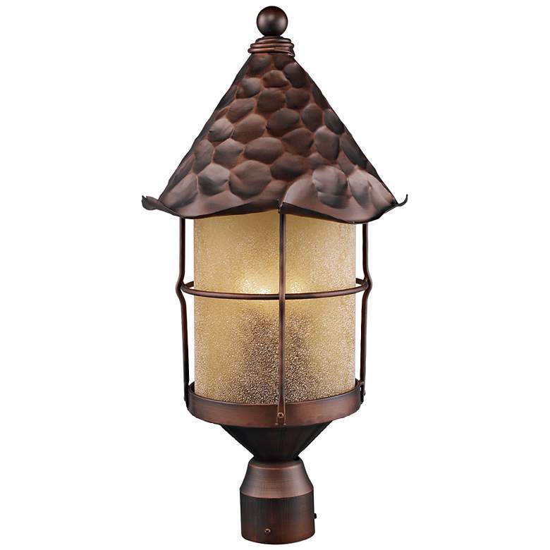 Image 1 Rustica Antique Copper Scavo Glass Outdoor Post Light