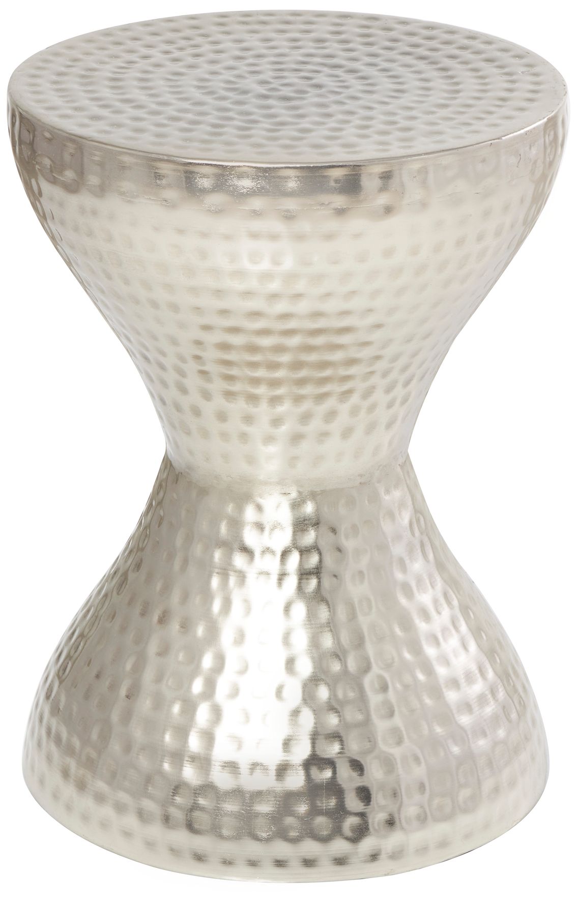 Image 6 Ruston 14" Wide Silver Hammered Metal Hourglass Accent Table more views