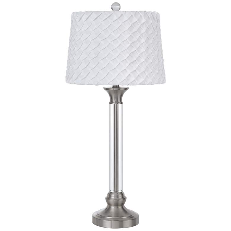 Image 2 Ruston Brushed Steel Clear Crystal Column Table Lamp
