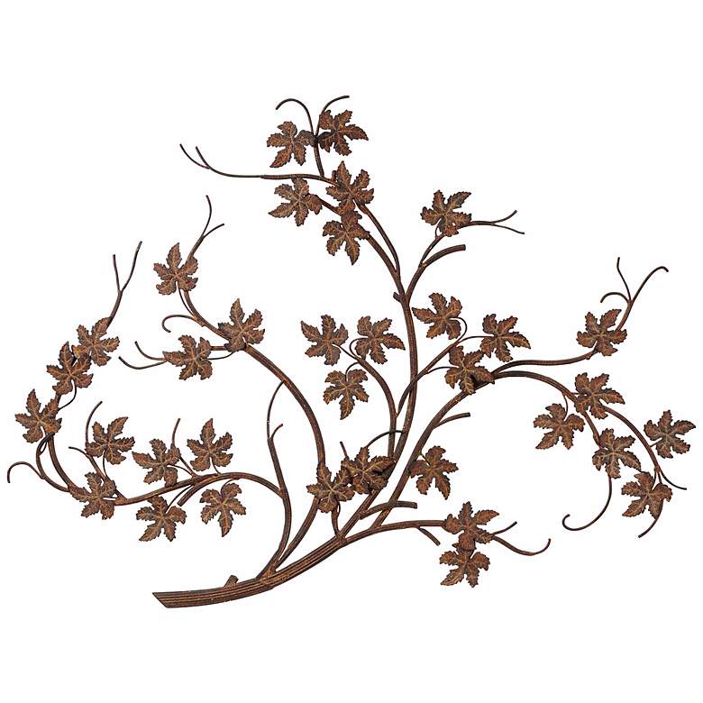 Image 1 Rusty Brown Finish Maple Leaf Branch Metal Wall Art