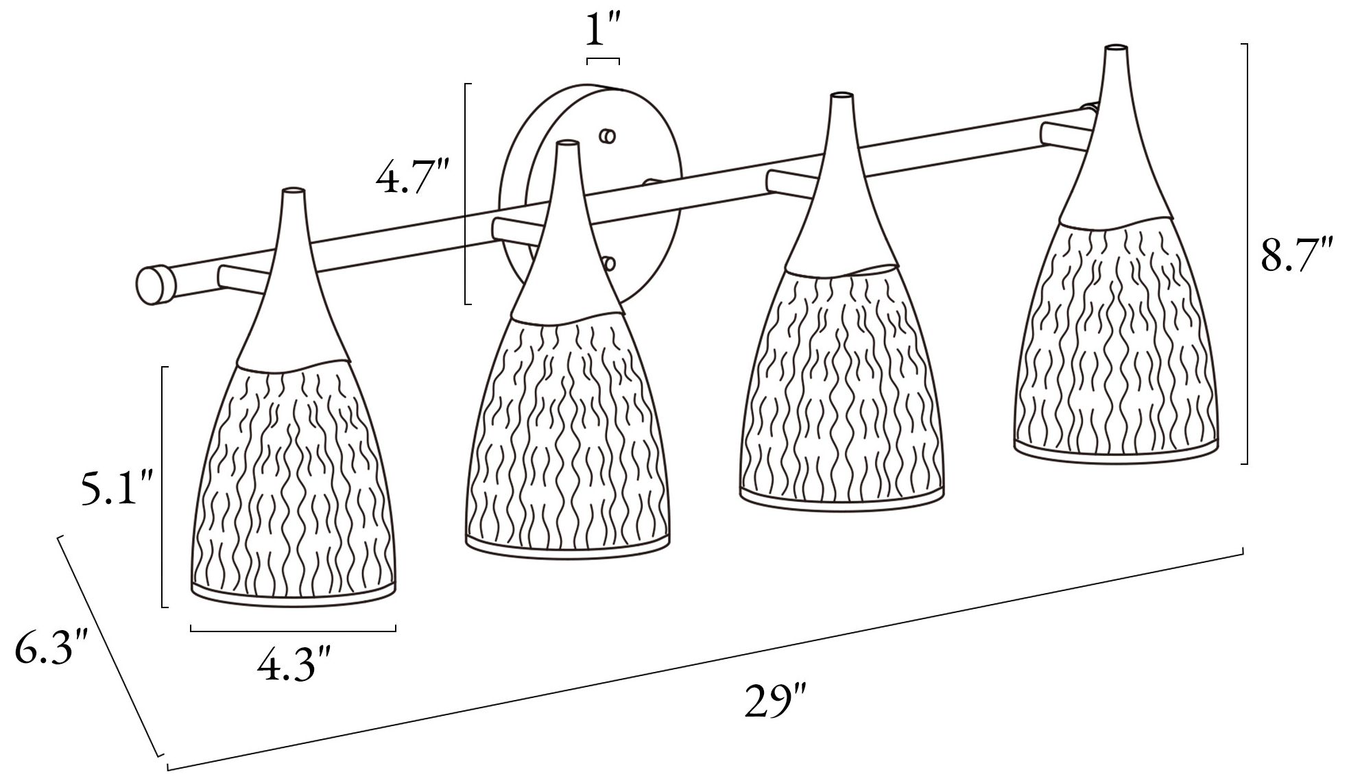 Image 2 Ruthebic 4-Light Glass Bath Vanity Light more views