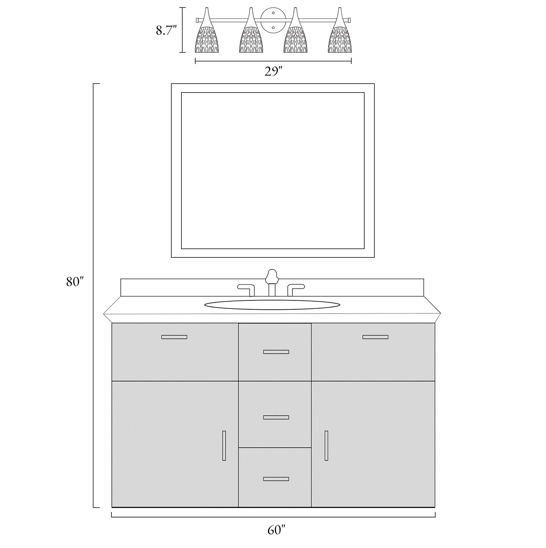 Ruthebic 4-Light Glass Bath Vanity Light