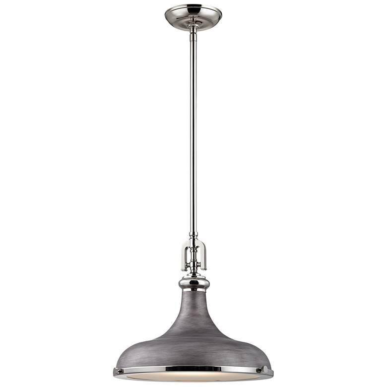 Image 1 Rutherford 15" Wide 1-Light Pendant - Weathered Zinc