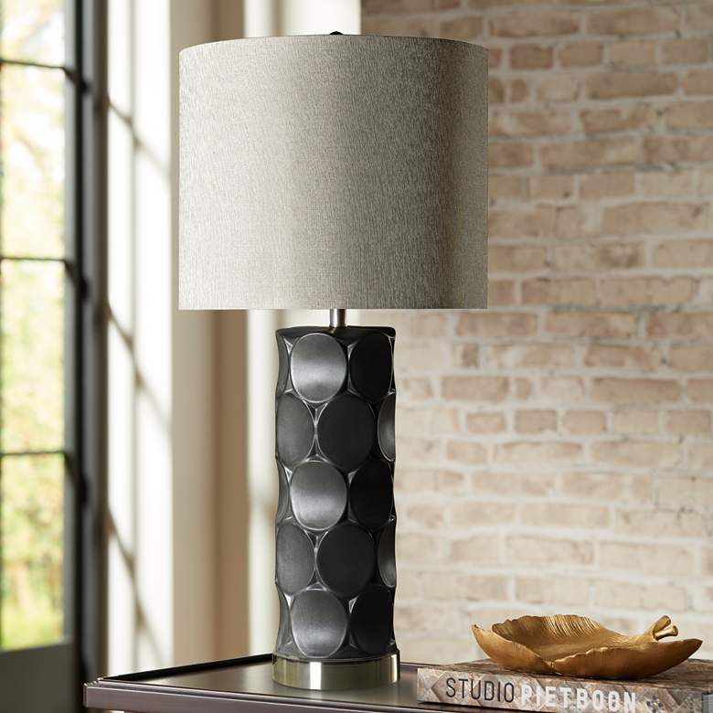 Image 1 Rutherford 36 1/2 inch Modern Charcoal Black Ceramic Table Lamp