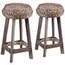 2_Rutina 24" Gray Water Hyacinth Weave Counter Stools Set of 2