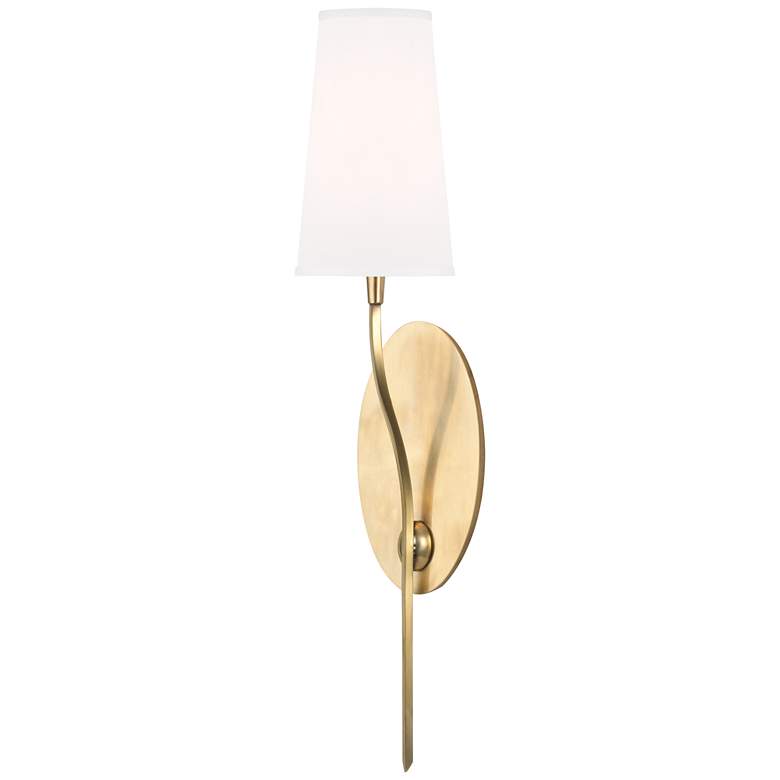 Image 1 Rutland 1 Light Wall Sconce W/White Shade Aged Brass