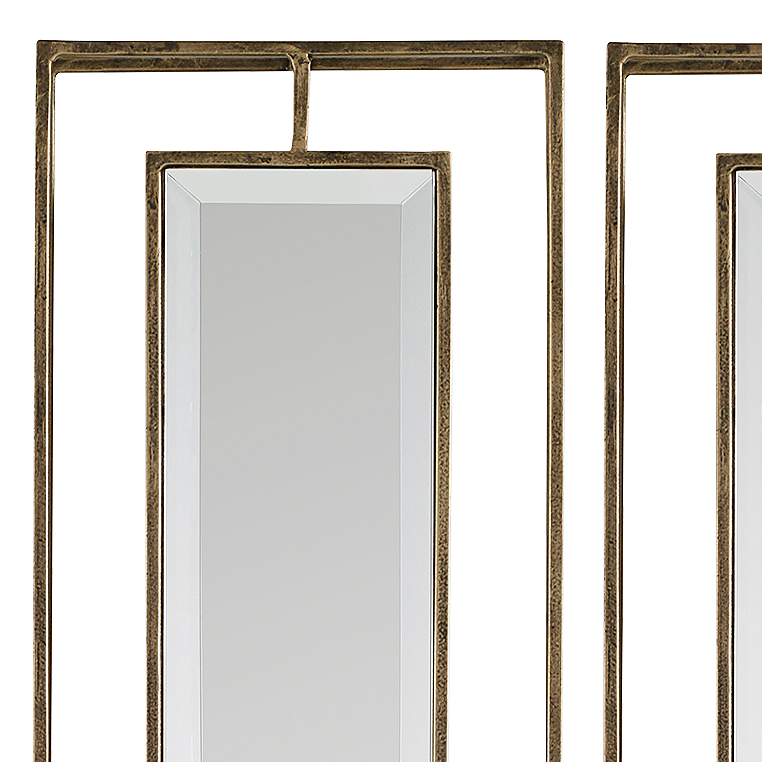 Image 3 Rutledge Antiqued Gold 7 3/4" x 30" Wall Mirrors Set of 2 more views