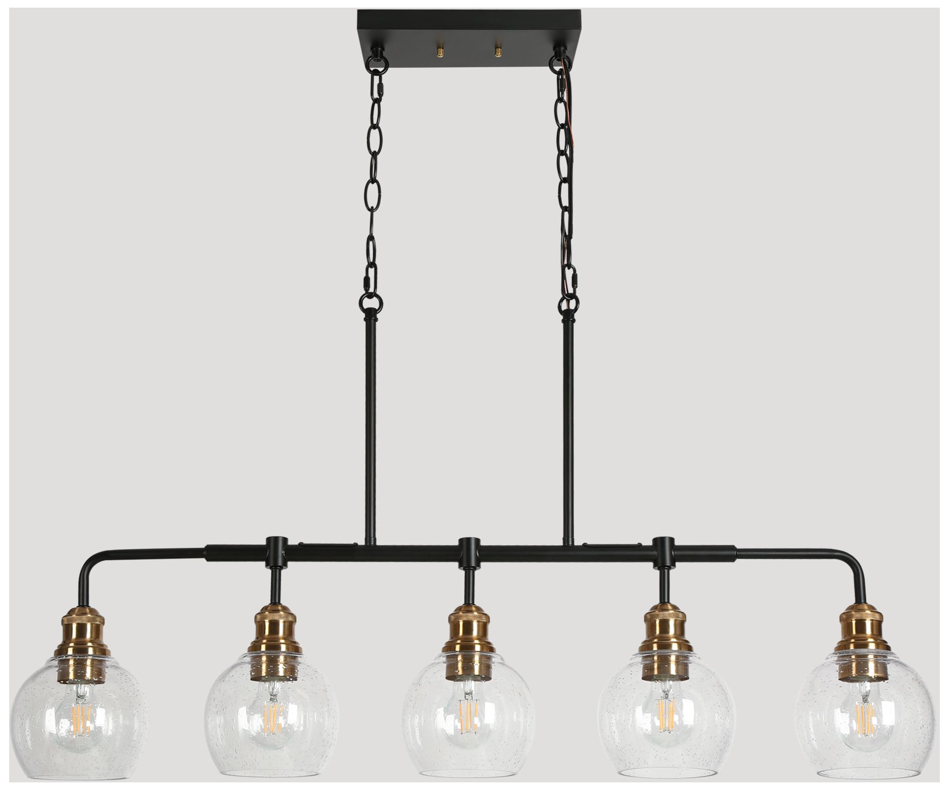 Image 3 Ruwaetoy 39" Wide Black and Brass 5-Light Linear Chandelier more views