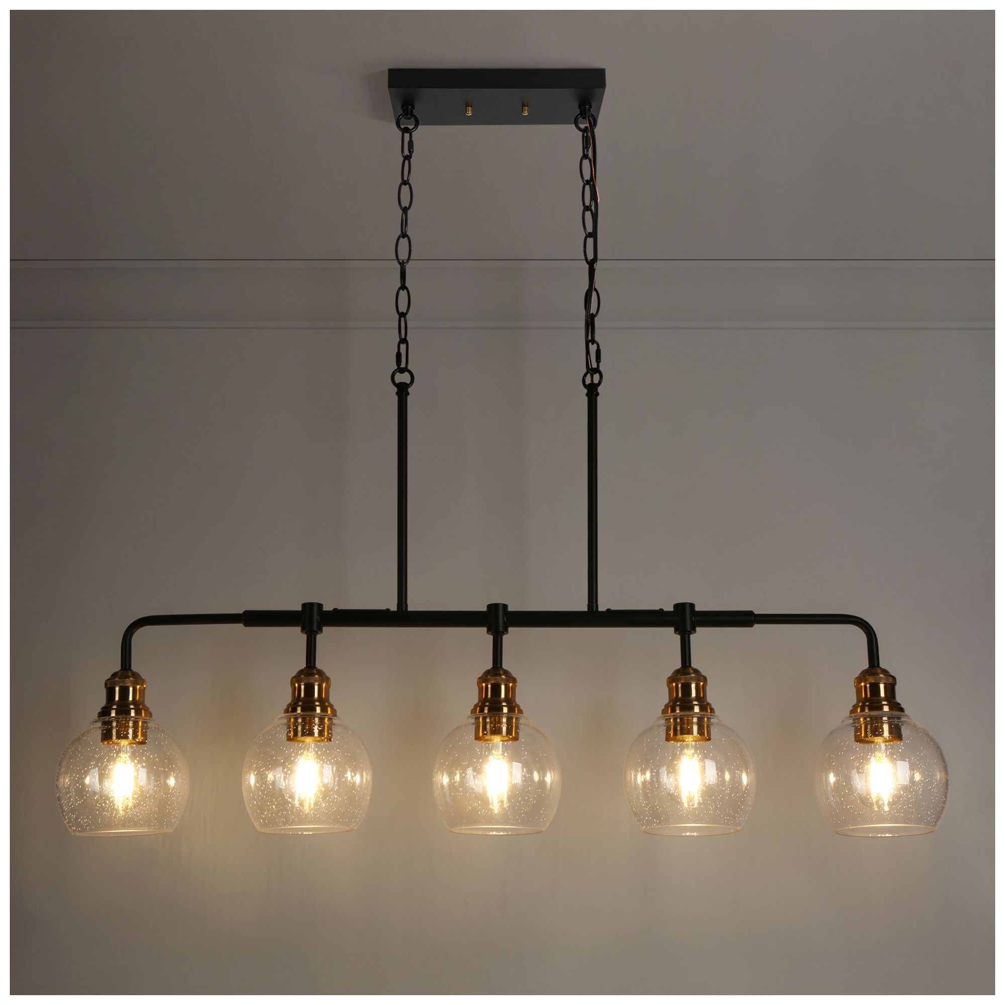 Image 4 Ruwaetoy 39" Wide Black and Brass 5-Light Linear Chandelier more views