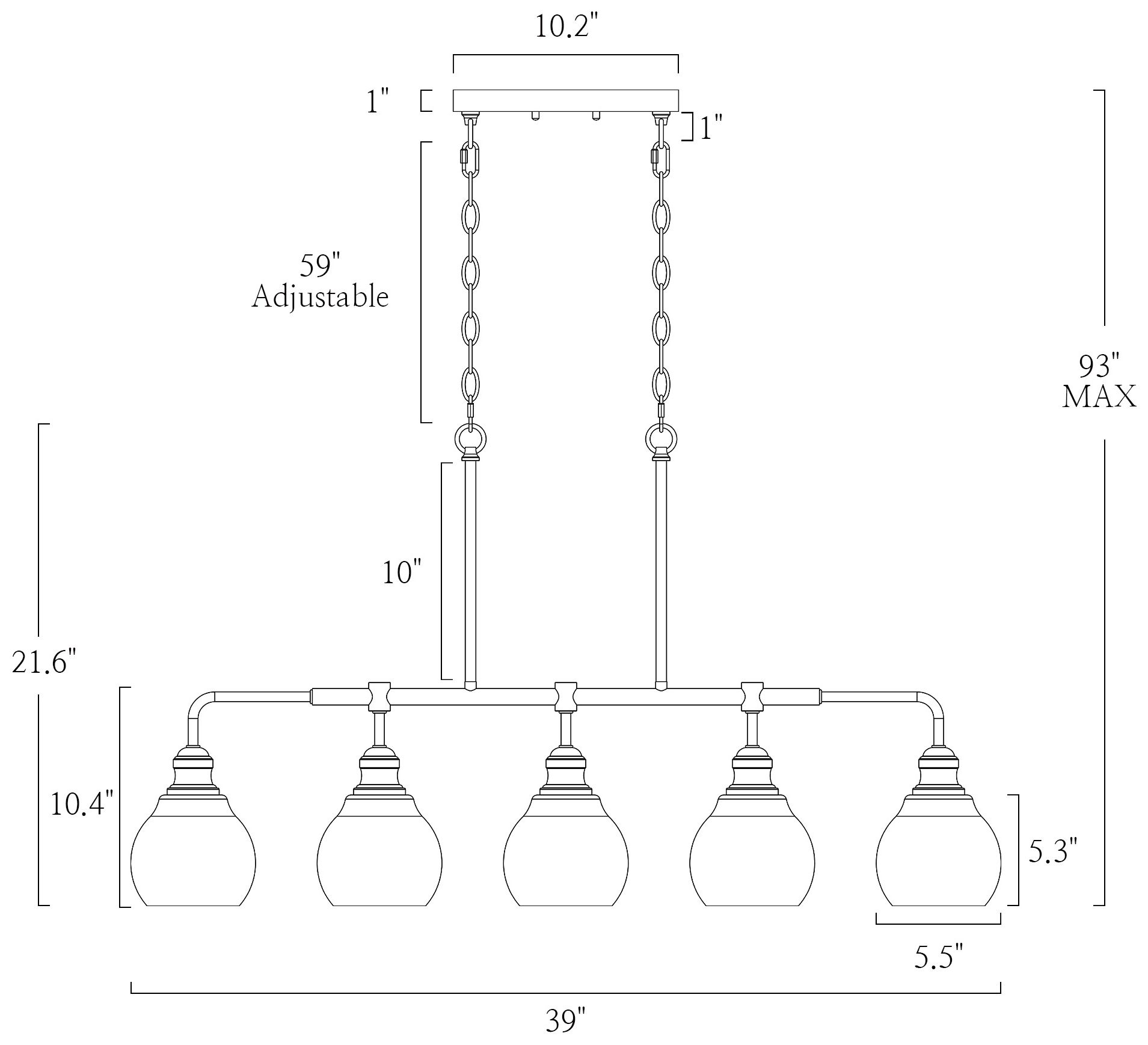 Image 5 Ruwaetoy 39" Wide Black and Brass 5-Light Linear Chandelier more views