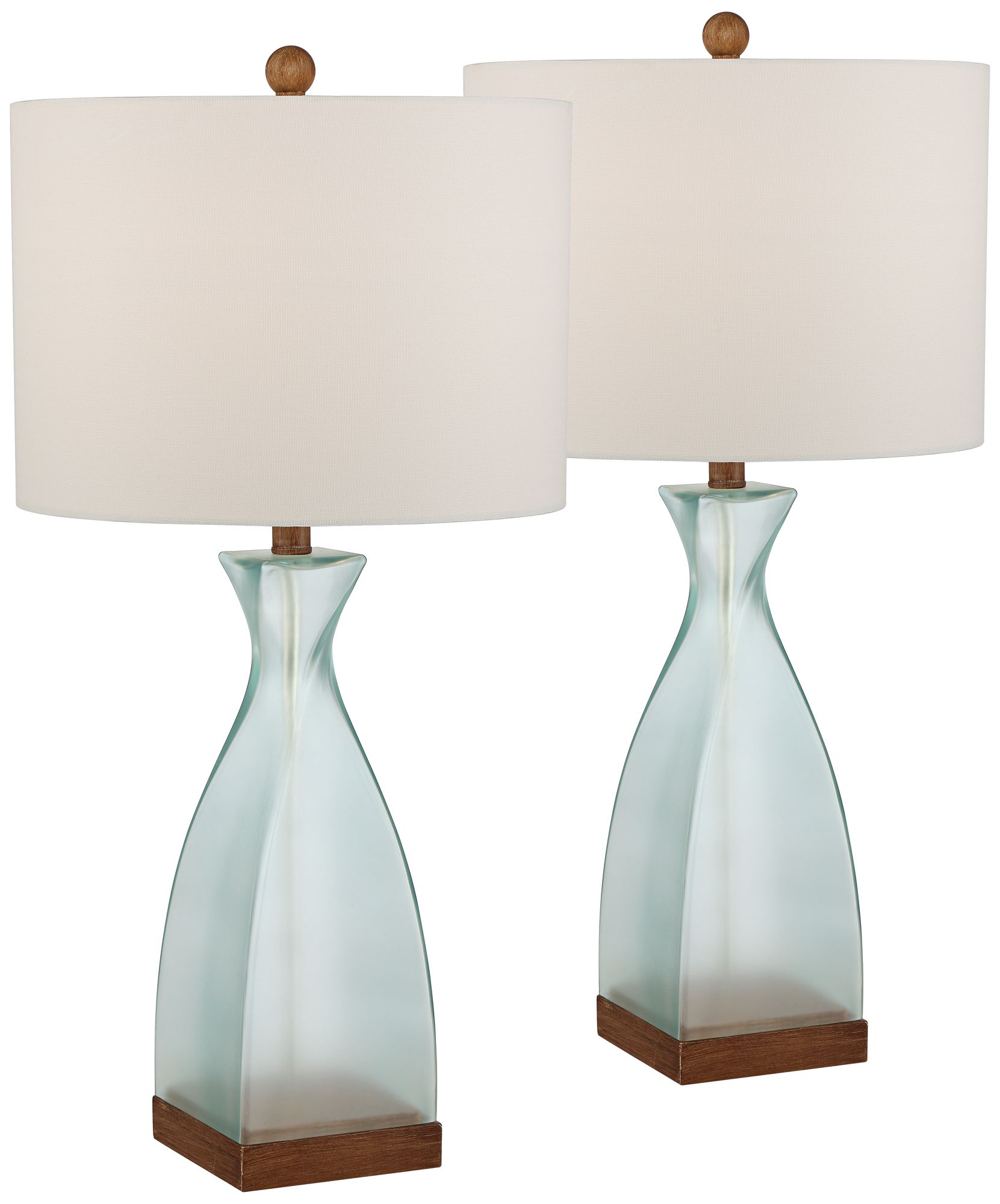 Ryan 28 1/2" High Ocean Blue Glass Coastal Modern Table Lamps Set of 2