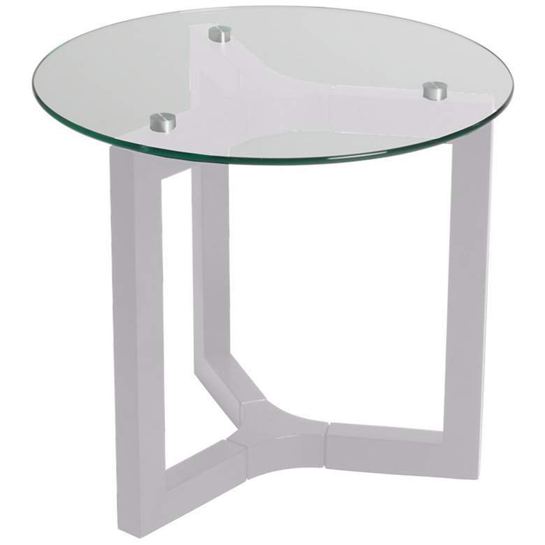 Image 1 Ryan High Gloss White and Glass End Table