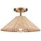 Rydell 14" Wide 1-Light Semi Flush Mount - Brushed Gold and Rattan