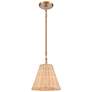 Rydell 9" Wide 1-Light Mini Pendant - Brushed Gold and Rattan
