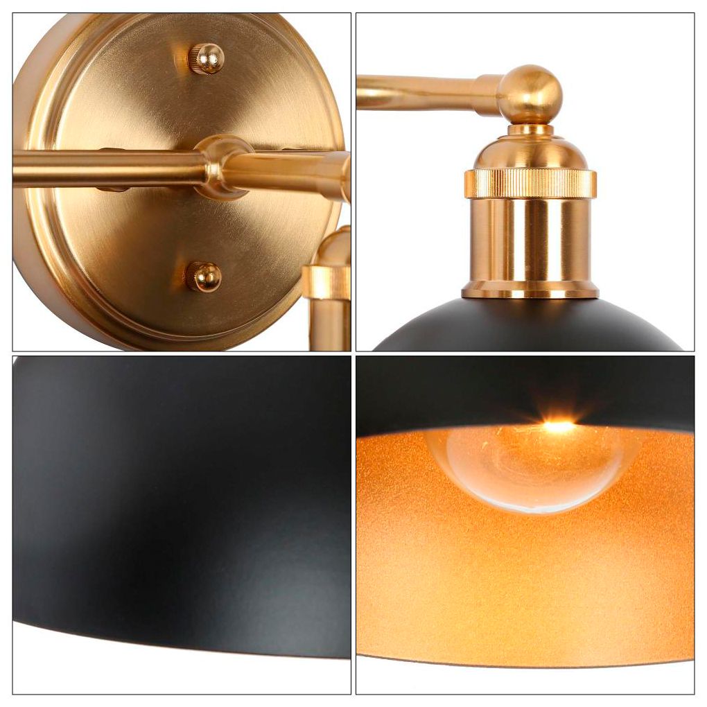 Image 3 Ryden 22 1/2"W Brass Gold 3-Light Bath Light w/ Black Shade more views
