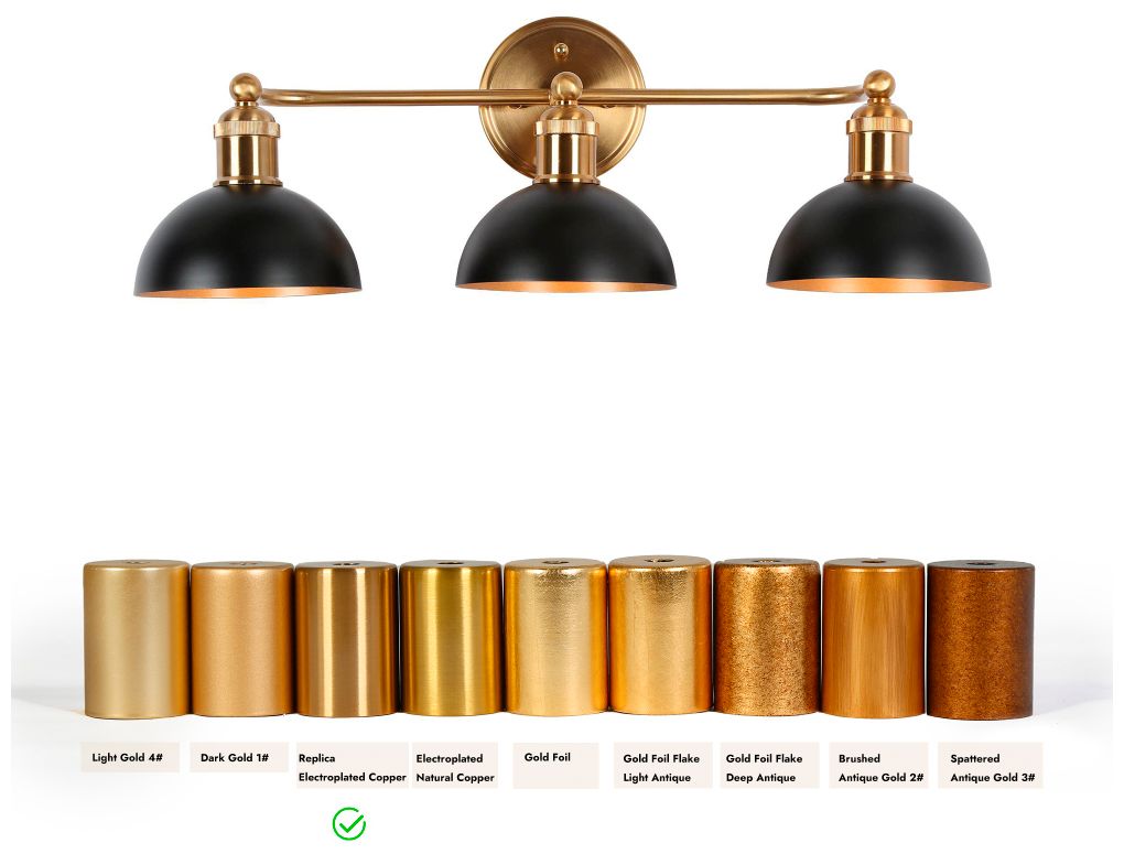 Image 4 Ryden 22 1/2"W Brass Gold 3-Light Bath Light w/ Black Shade more views