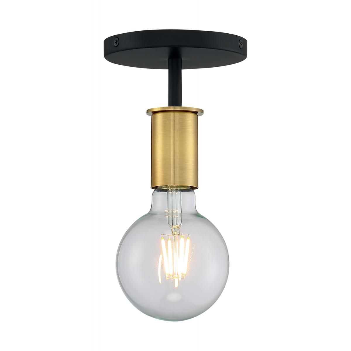 Image 2 Ryder; 1 Light; Semi Flush Fixture; Black Finish with Brushed Brass Sockets more views