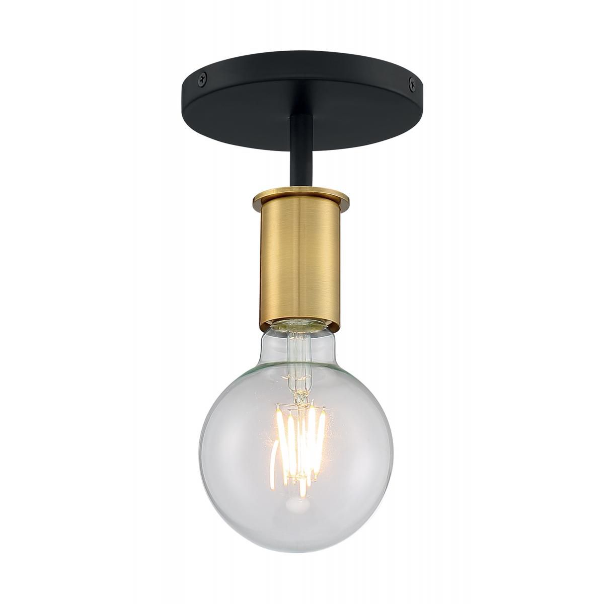 Image 3 Ryder; 1 Light; Semi Flush Fixture; Black Finish with Brushed Brass Sockets more views