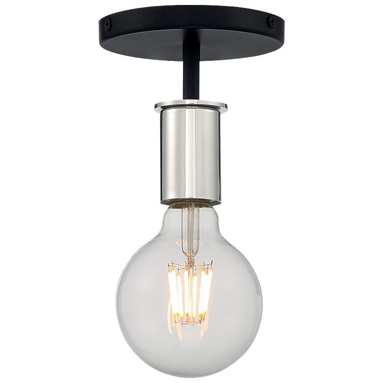Image 1 Ryder; 1 Light; Semi Flush Fixture; Black Finish with Polished Nickel