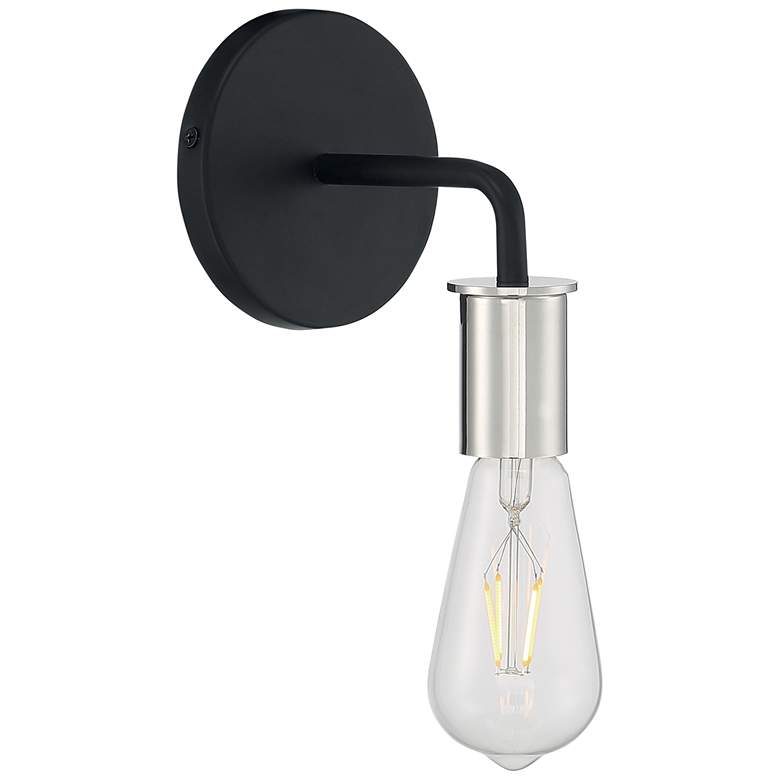 Image 1 Ryder; 1 Light; Wall Sconce; Black Finish with Polished Nickel Sockets
