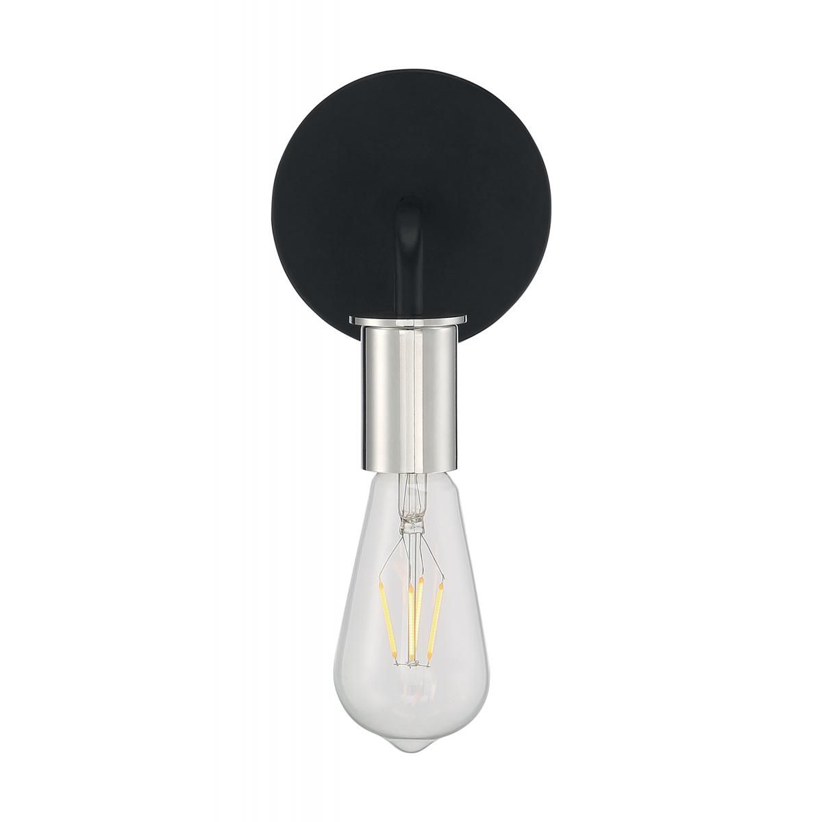 Image 2 Ryder; 1 Light; Wall Sconce; Black Finish with Polished Nickel Sockets more views