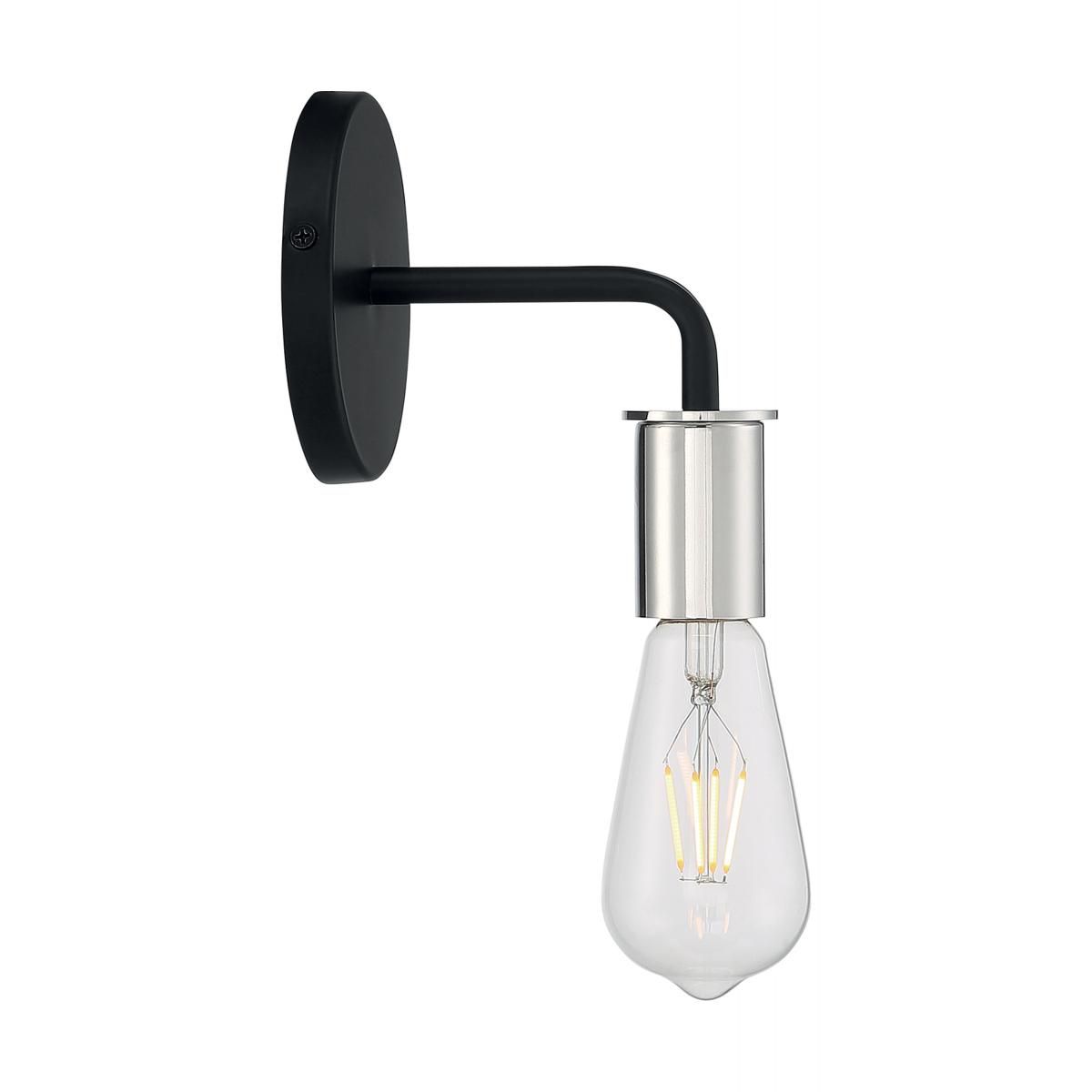 Image 3 Ryder; 1 Light; Wall Sconce; Black Finish with Polished Nickel Sockets more views