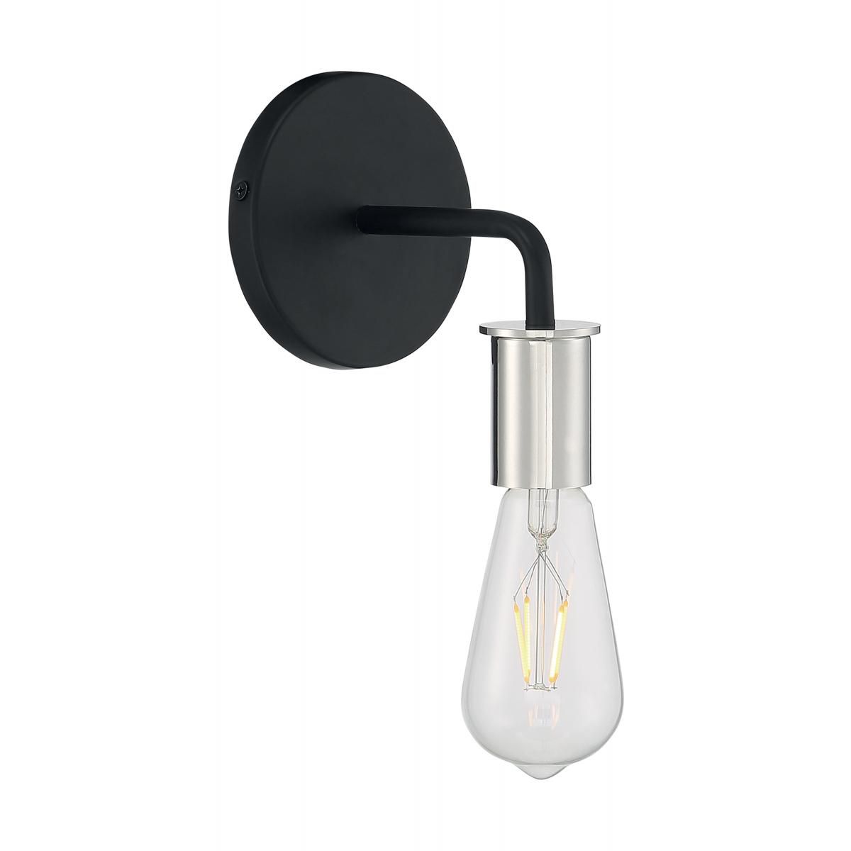 Image 4 Ryder; 1 Light; Wall Sconce; Black Finish with Polished Nickel Sockets more views