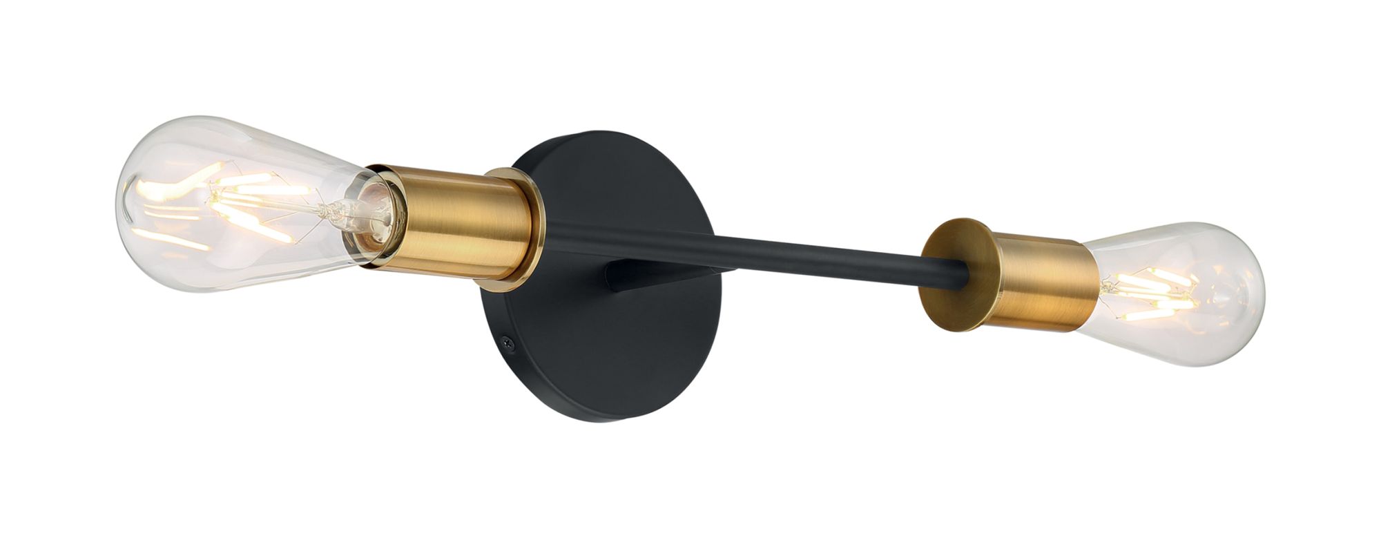 Image 2 Ryder; 2 Light; Vanity Fixture; Black Finish with Brushed Brass Sockets more views