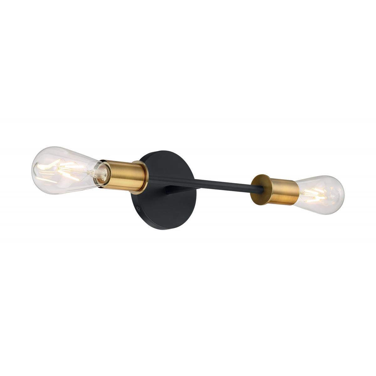 Image 4 Ryder; 2 Light; Vanity Fixture; Black Finish with Brushed Brass Sockets more views
