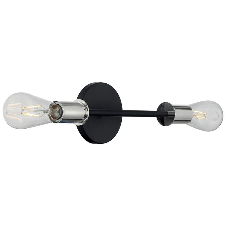 Image 1 Ryder; 2 Light; Vanity Fixture; Black Finish with Polished Nickel Sockets