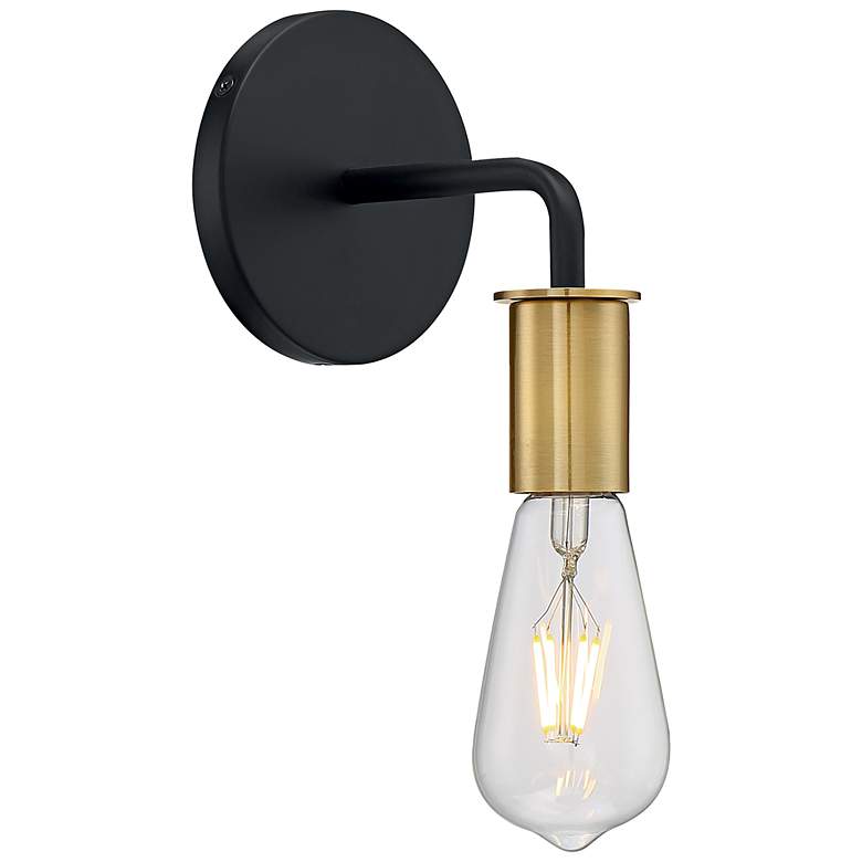 Image 1 Ryder 6 1/2" High Black and Brushed Brass Wall Sconce