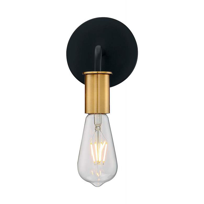 Image 2 Ryder 6 1/2" High Black and Brushed Brass Wall Sconce more views