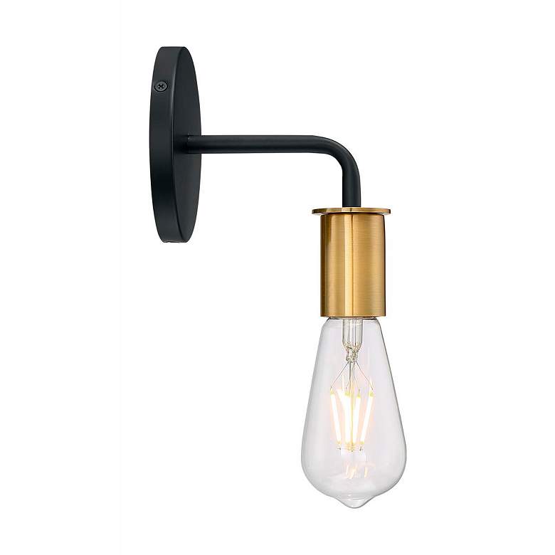 Image 3 Ryder 6 1/2" High Black and Brushed Brass Wall Sconce more views