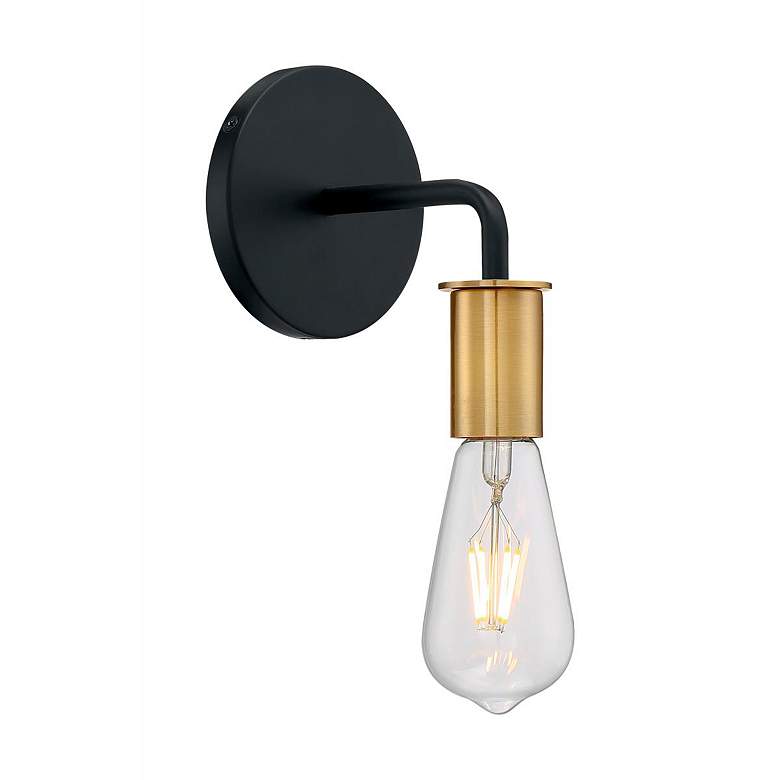 Image 4 Ryder 6 1/2" High Black and Brushed Brass Wall Sconce more views