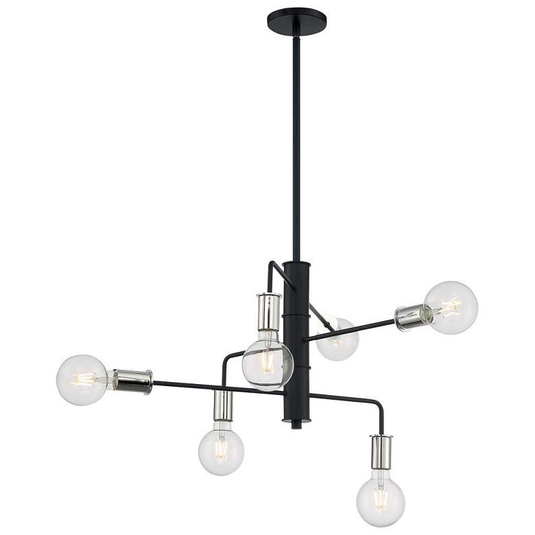 Image 1 Ryder; 6 Light; Chandelier; Black Finish with Polished Nickel Sockets
