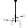 Ryder; 6 Light; Chandelier; Black Finish with Polished Nickel Sockets