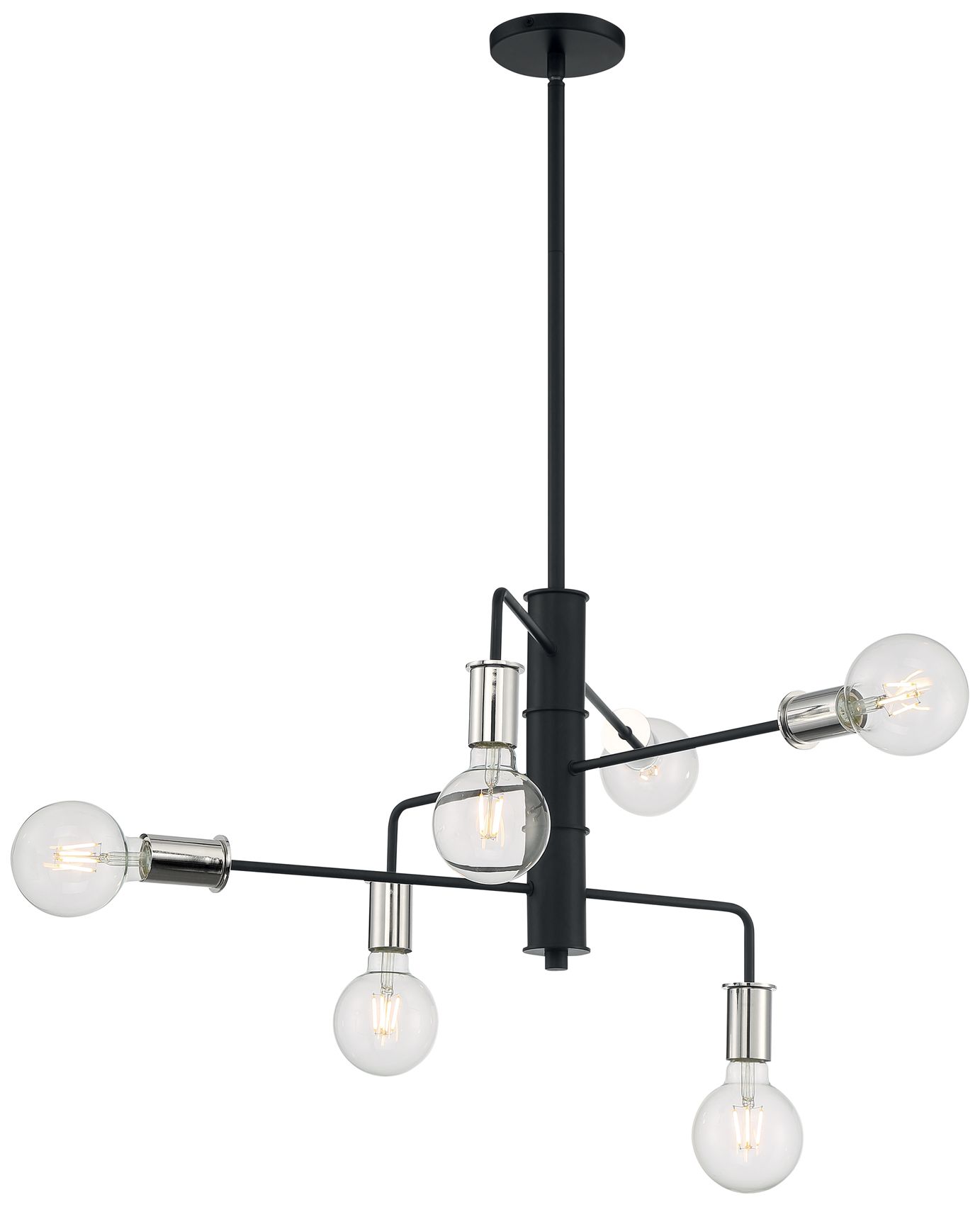 Image 2 Ryder; 6 Light; Chandelier; Black Finish with Polished Nickel Sockets more views