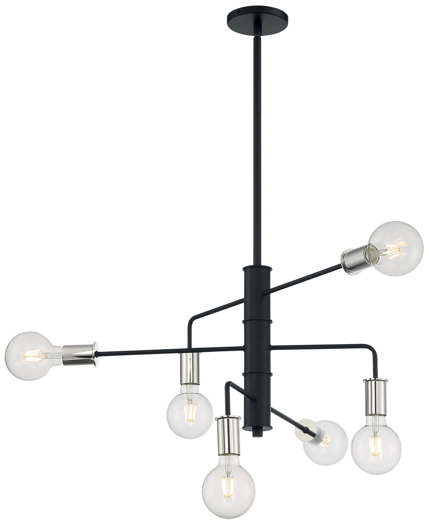 Image 3 Ryder; 6 Light; Chandelier; Black Finish with Polished Nickel Sockets more views