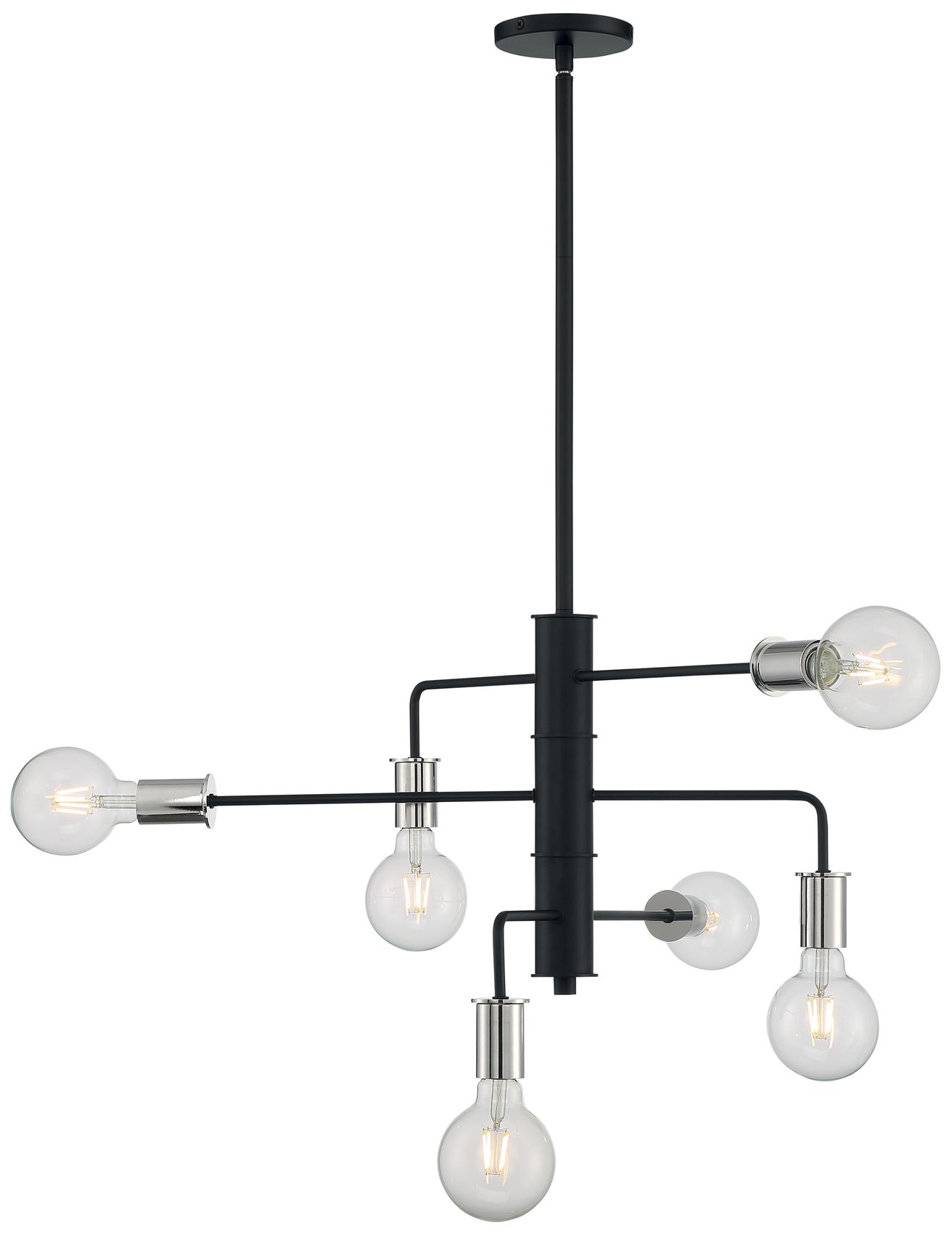 Image 4 Ryder; 6 Light; Chandelier; Black Finish with Polished Nickel Sockets more views